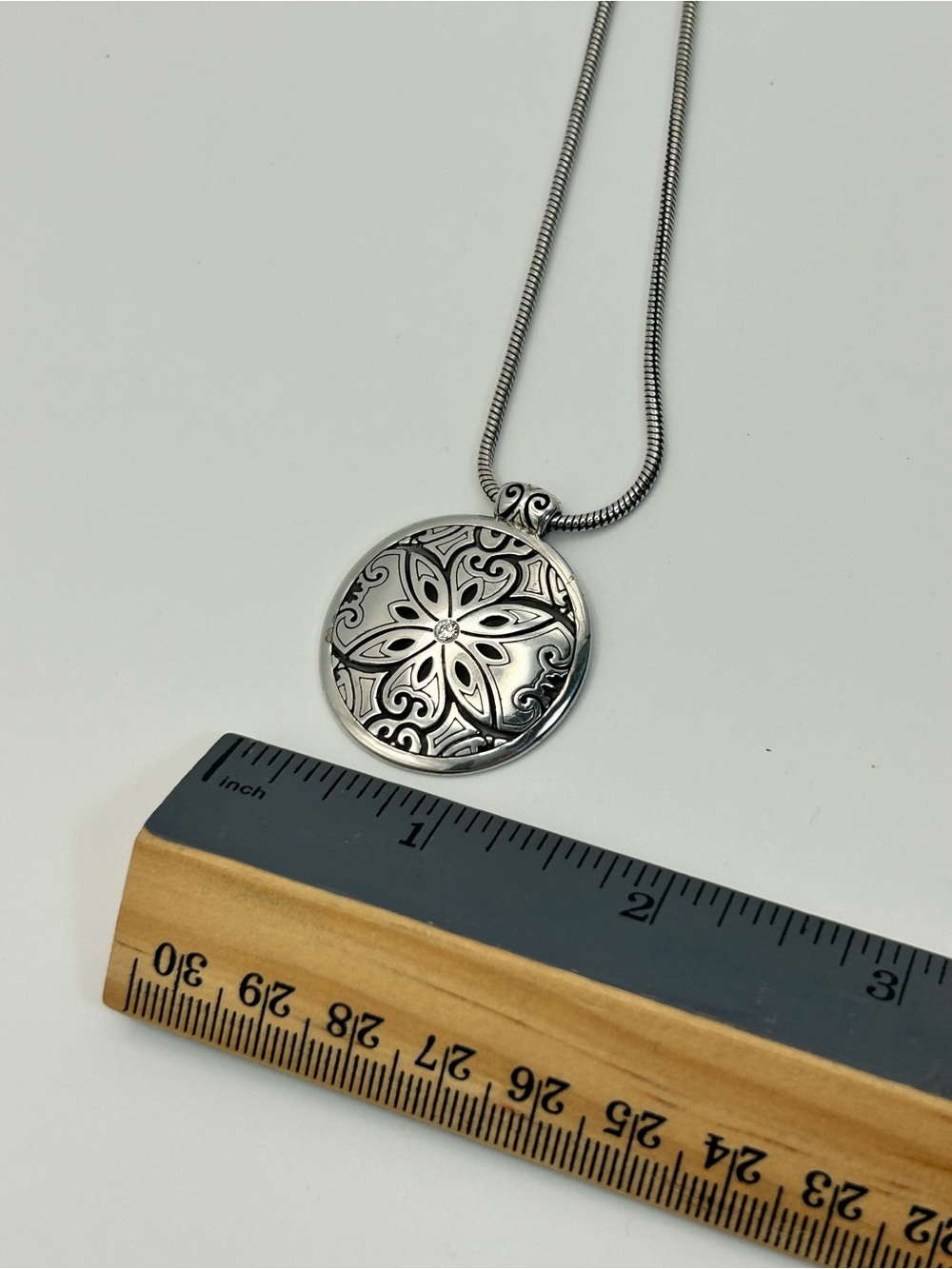 Brighton Florencia Pendant Necklace 18" Silver Plated Clear Crystal Floral - Picture 10 of 10